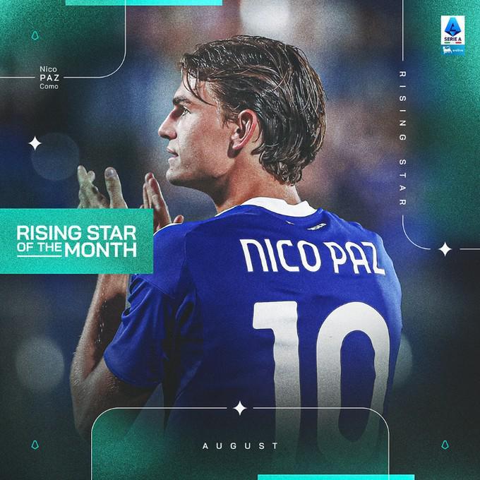 2场比赛1球1助,尼科-帕斯当选意甲8月最佳U23球员